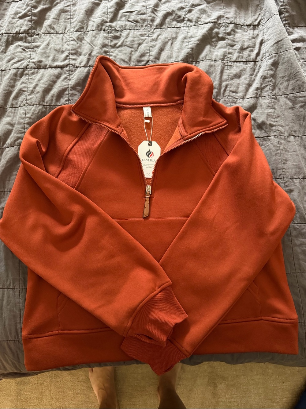 Quarter-Zip Pullover Sweater - Deep Orange